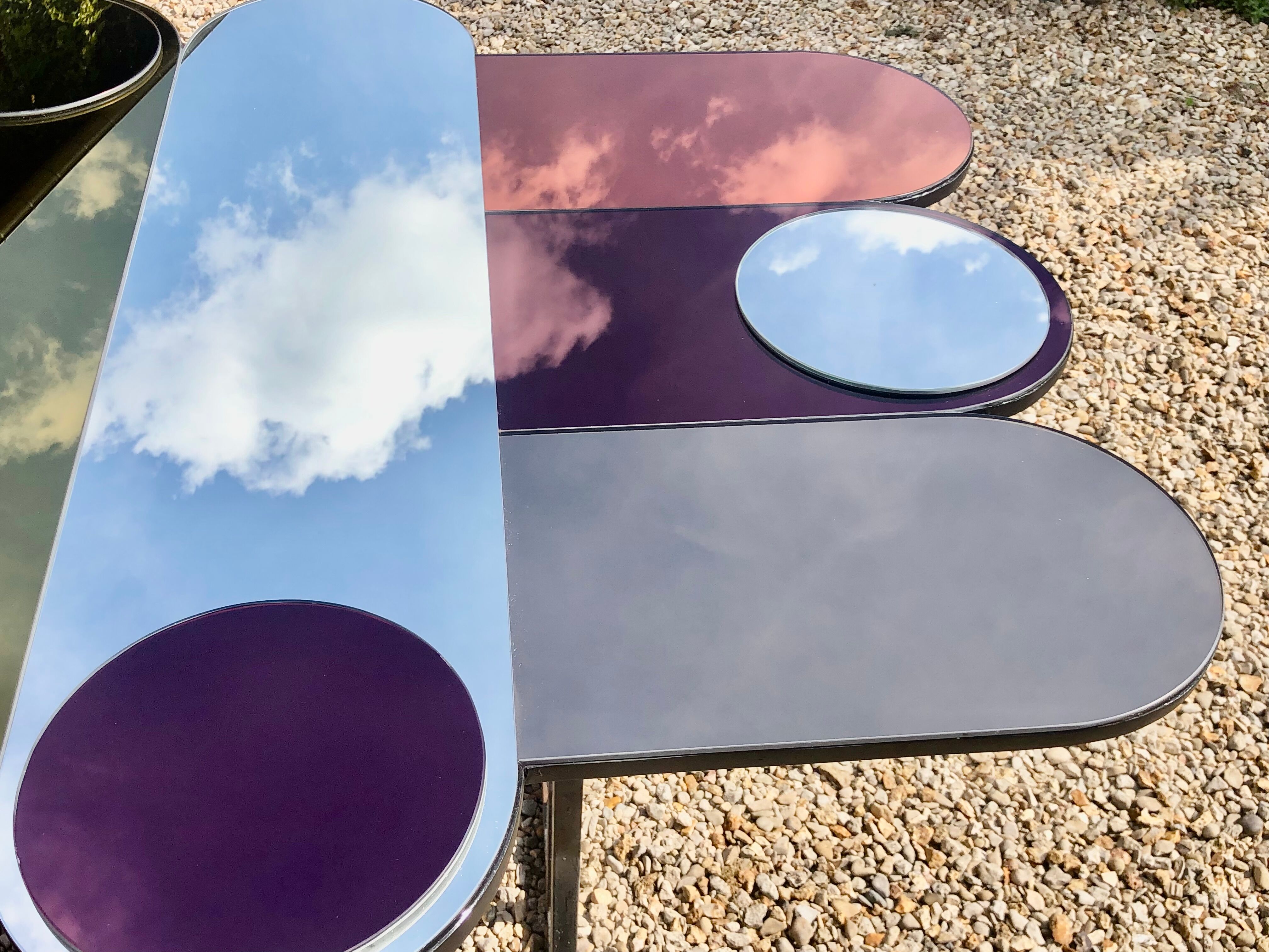 Miroir style 70'S en verre miroir fumé coloré