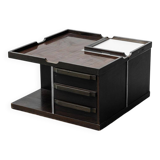 Tavolino da caffè multifunzione con ruote legno metallo anni ’70 vintage