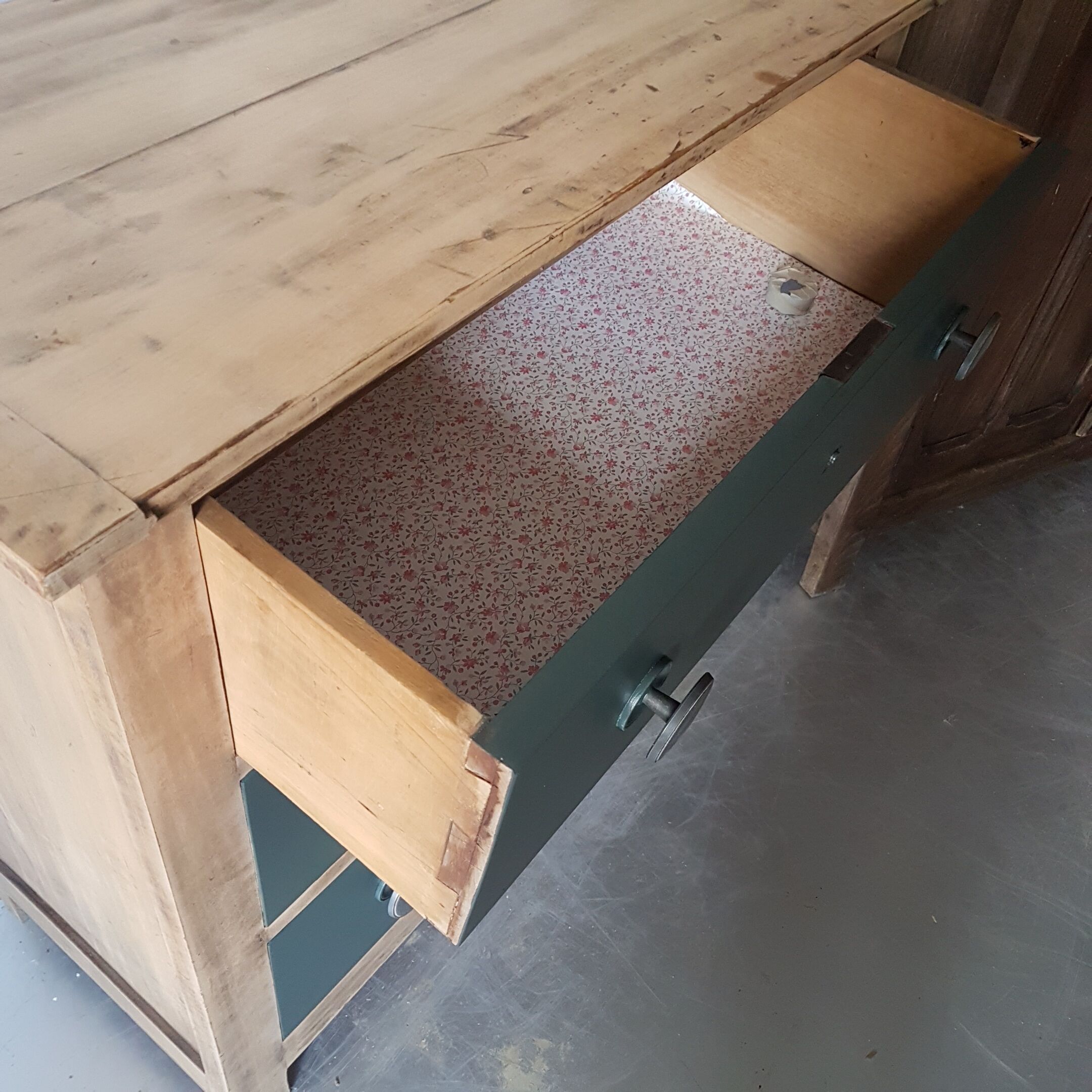 Vintage wood and green dresser