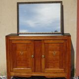 Mirror with black and gold frame, embossed vine leaves