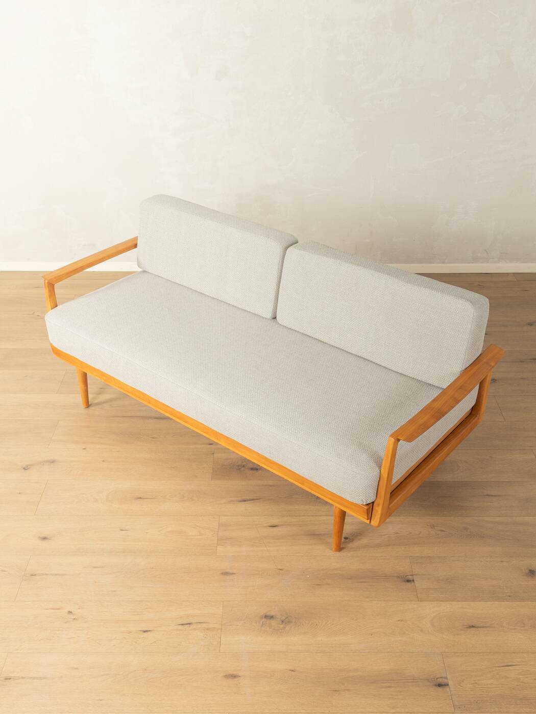 Wilhelm Knoll mid-century sofa, 1950s, cherry wood, reupholstered