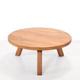 Brutalist Round Coffee Table in Solid Oak by Meubelfabriek Oisterwijk
