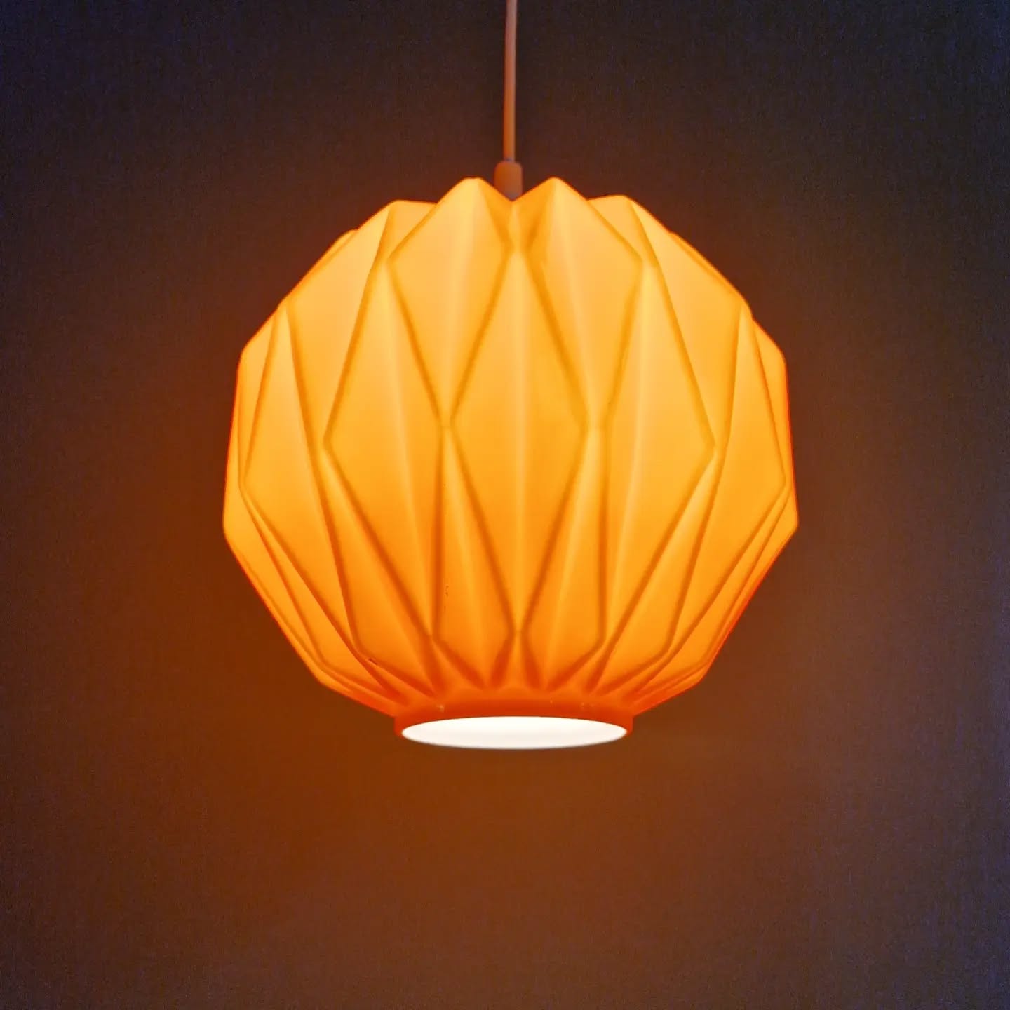 Vintage suspension in orange opaline, 1970