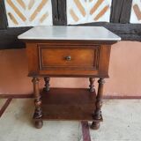 Old wooden marble bedside table