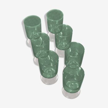 Ensemble de 7 verres vert fabriqués en France