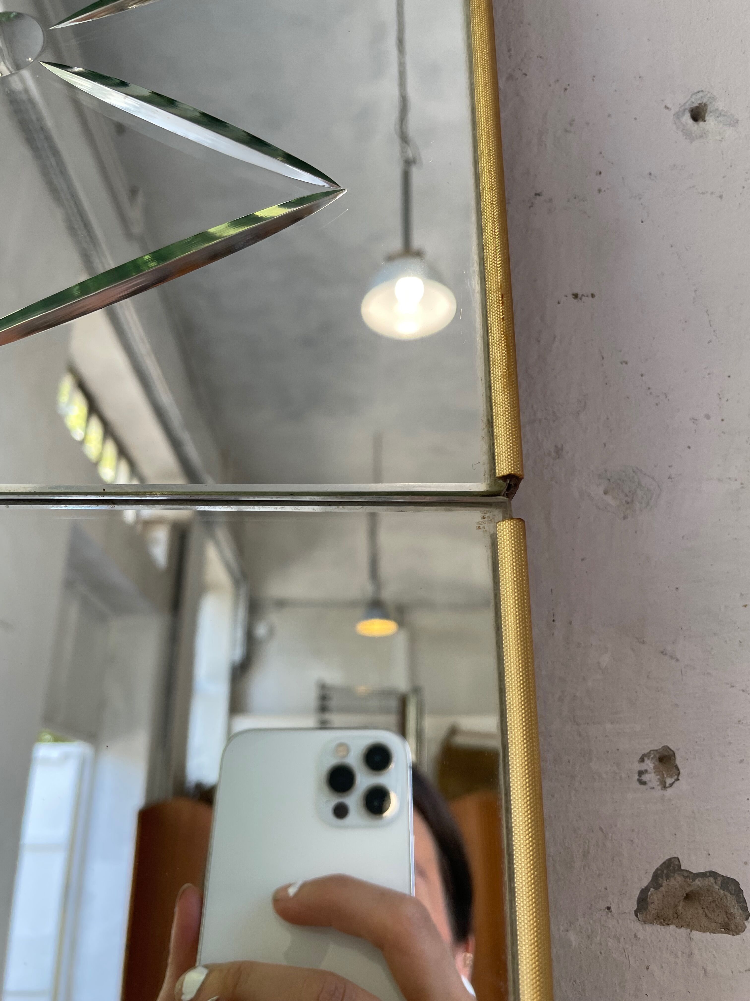 Italian engraved bistro mirror 60s XL