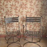 Wrought iron armchairs
