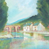 Table the mill by the vintage river 1950, unsigned