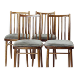 Set de 4 chaises de salle à manger en chêne foncé par tonne, tchécoslovaquie années 1960
