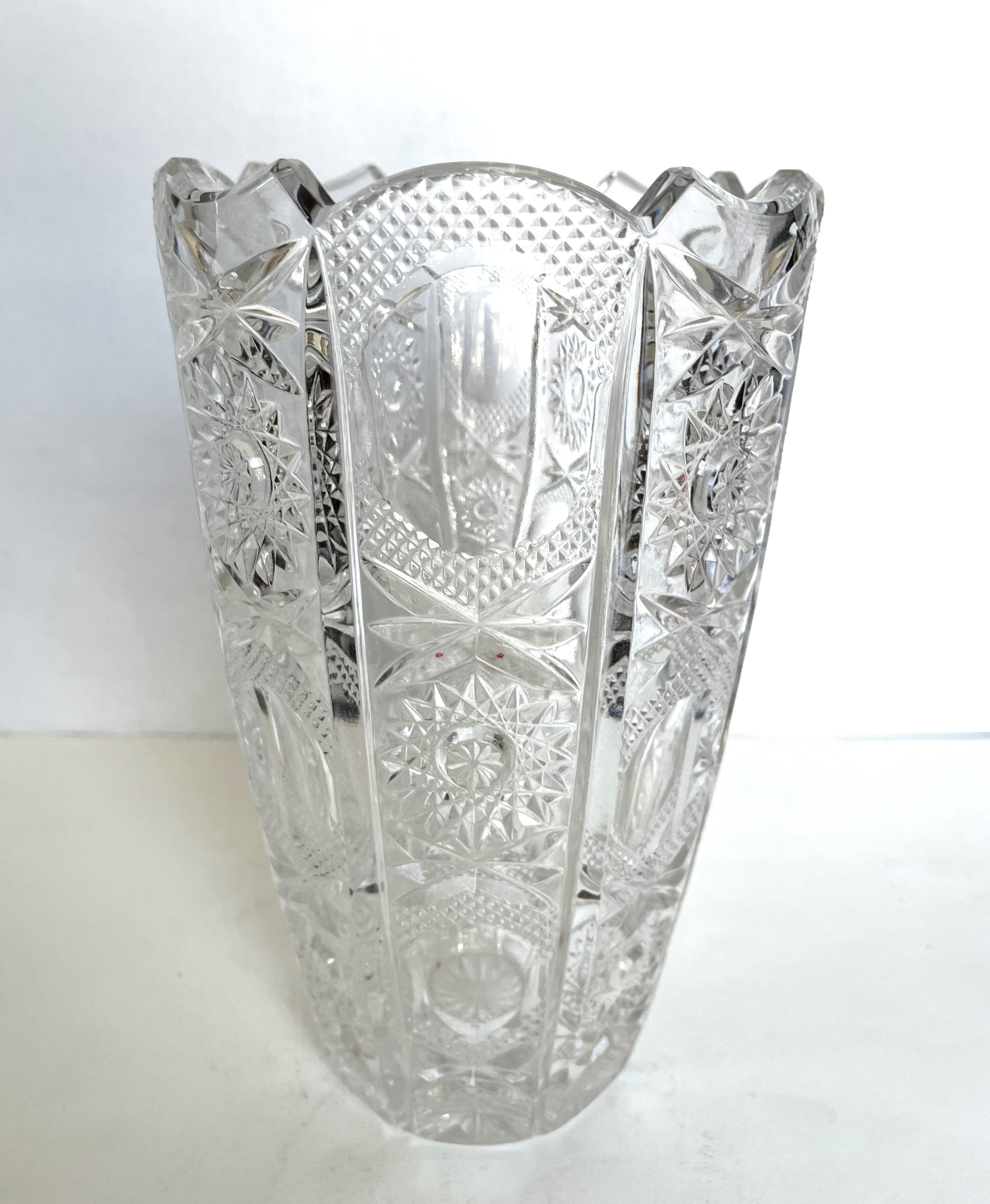 Carved crystal vase