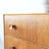 Mid-Century chest of drawers in brown teak with 4 drawers, 1960s, tapered legs.