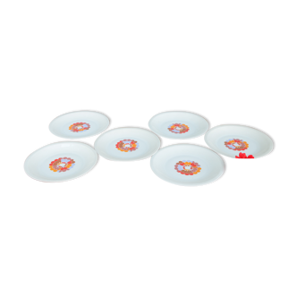 Set of 6 dessert plates graphic pattern