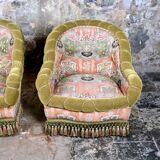 Paire de fauteuils Napoléon III en tissu Etro, France, fin XIXe