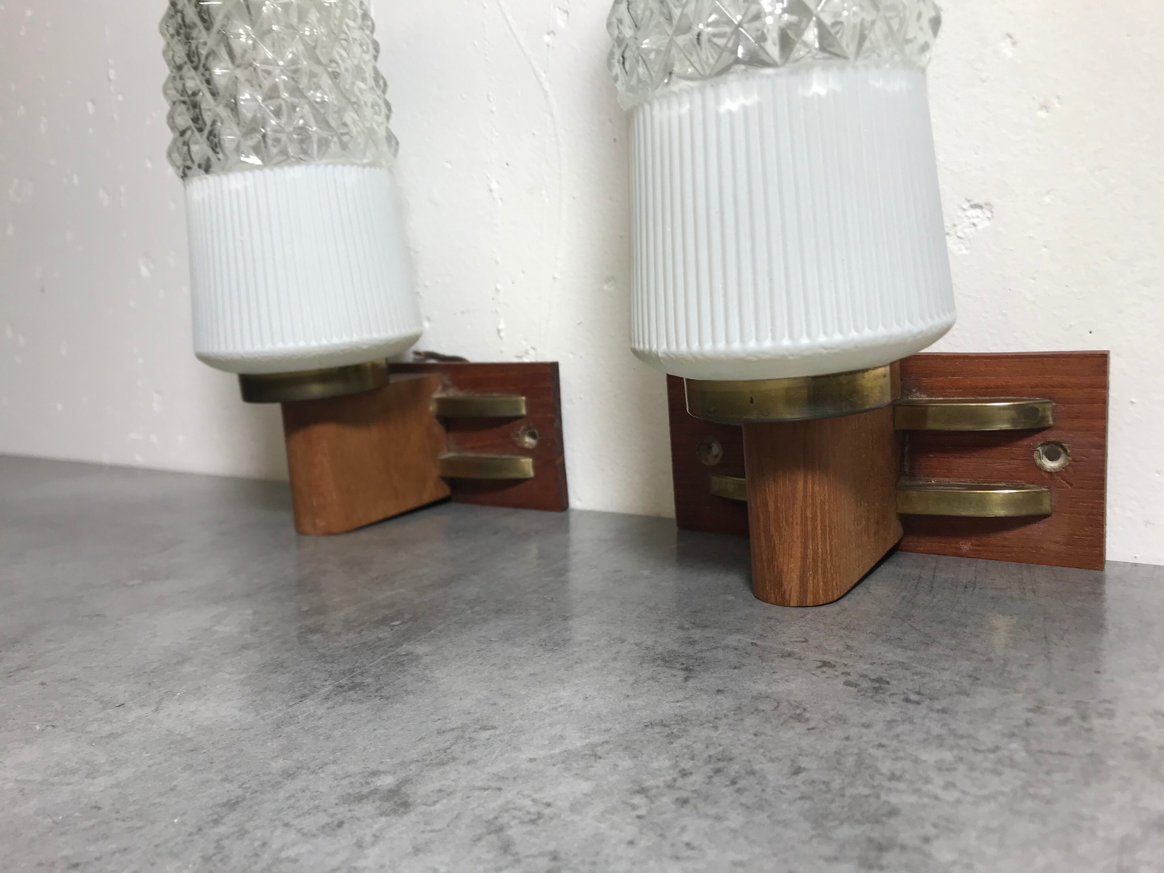 Pair of Mid Century teak wall lamps