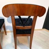 Set of Pair of Biedermeier Shovel Chairs, Walnut, Ink Painting, South Germany, 1830s