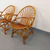 Pair of vintage rattan armchairs from the 60s