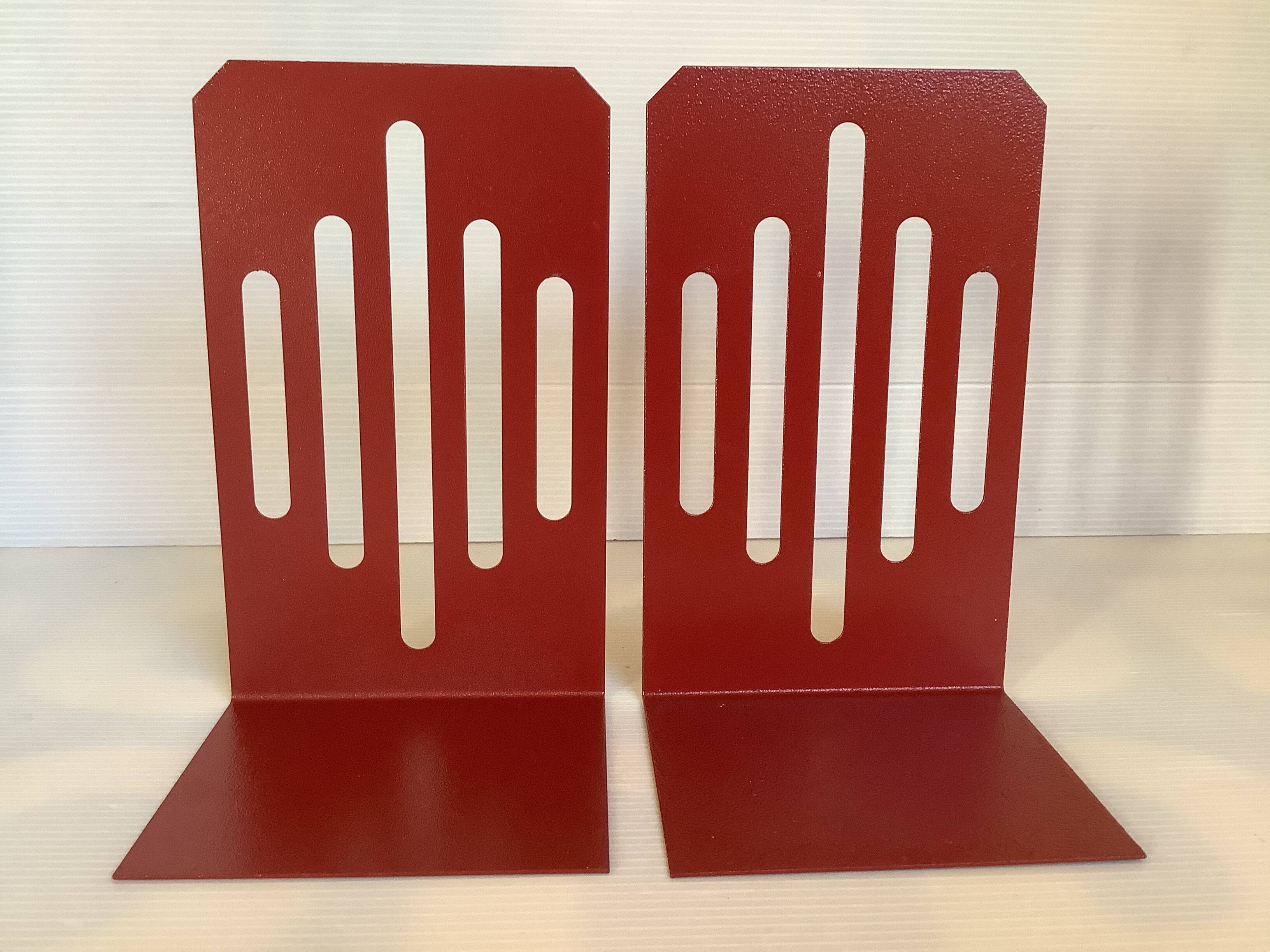 Pair of garnet metal bookends