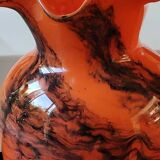 Corolla floral base. In blown Art glass, Murano Italy style. Black plumes of smoke. High 24 cm
