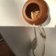 Pied de lampe bois massif creusé 70’s