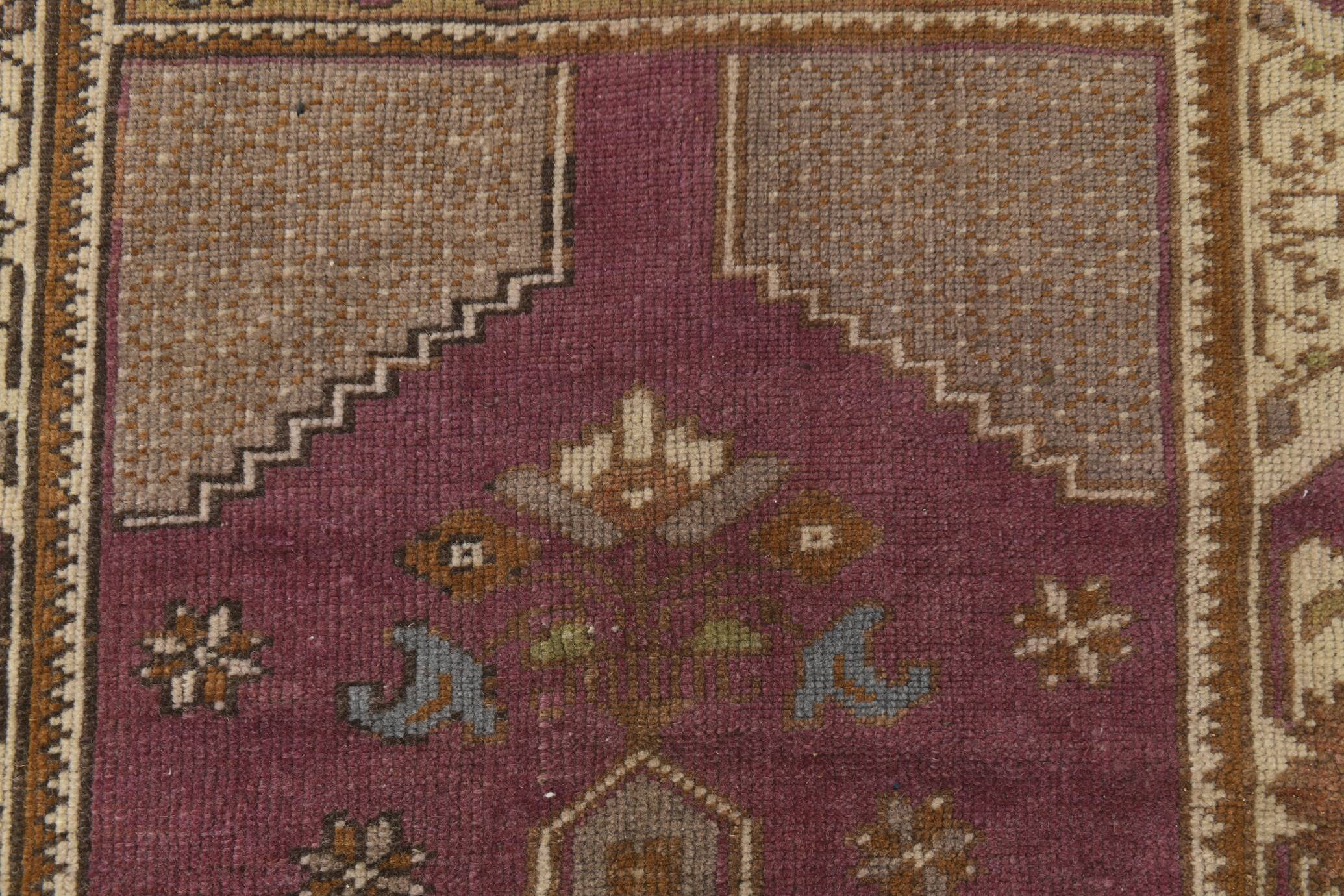 Vintage Burgundy Cream Runner Rug, 78x332Cm