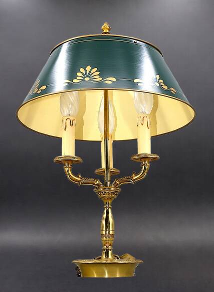 Empire Style Bouillotte Lamp in Gilded Bronze with Three Lights "Lucien Gau"