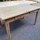 Renovated farmhouse table in raw solid wood with 2 drawers, 1920, 140x80cm.