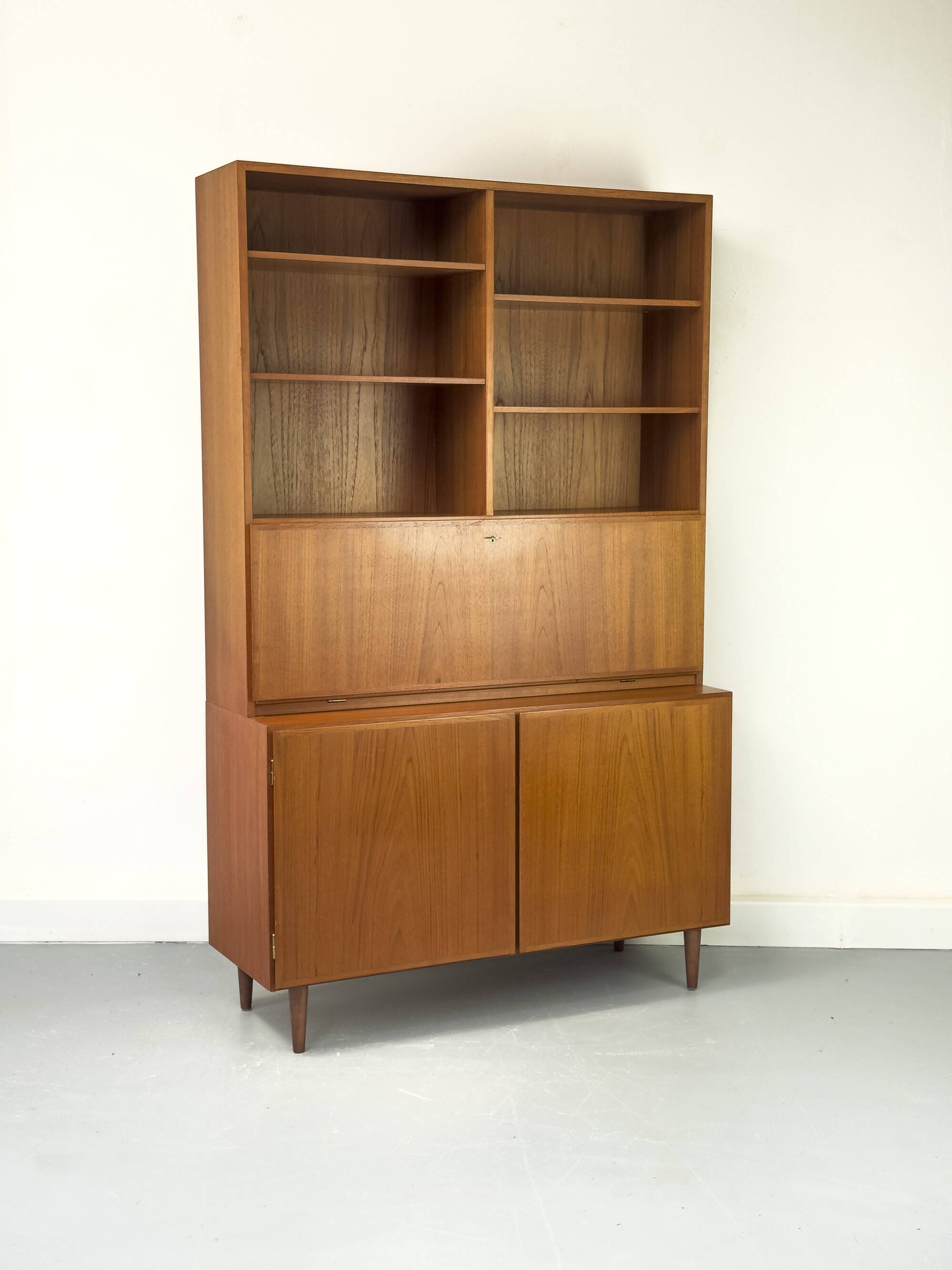 Vintage Teak Bookcase with Desk from Omann Jun, 1960s