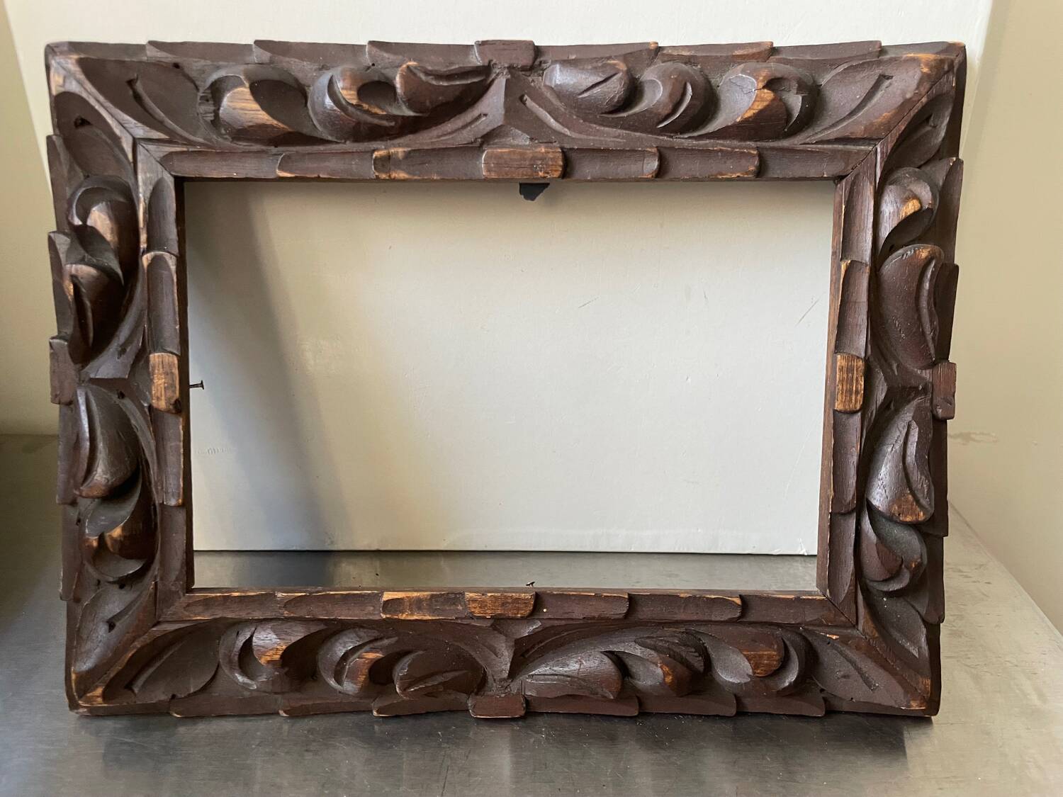 Antique handcarved frame   solid wood 30 cm x 22.5 cm