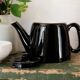 Teapot or tisanière in vintage black ceramic
