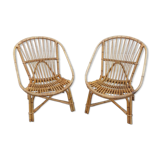 Pair of Audoux & Minnet wicker armchairs