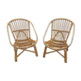 Paire de fauteuils en osier Audoux & Minnet