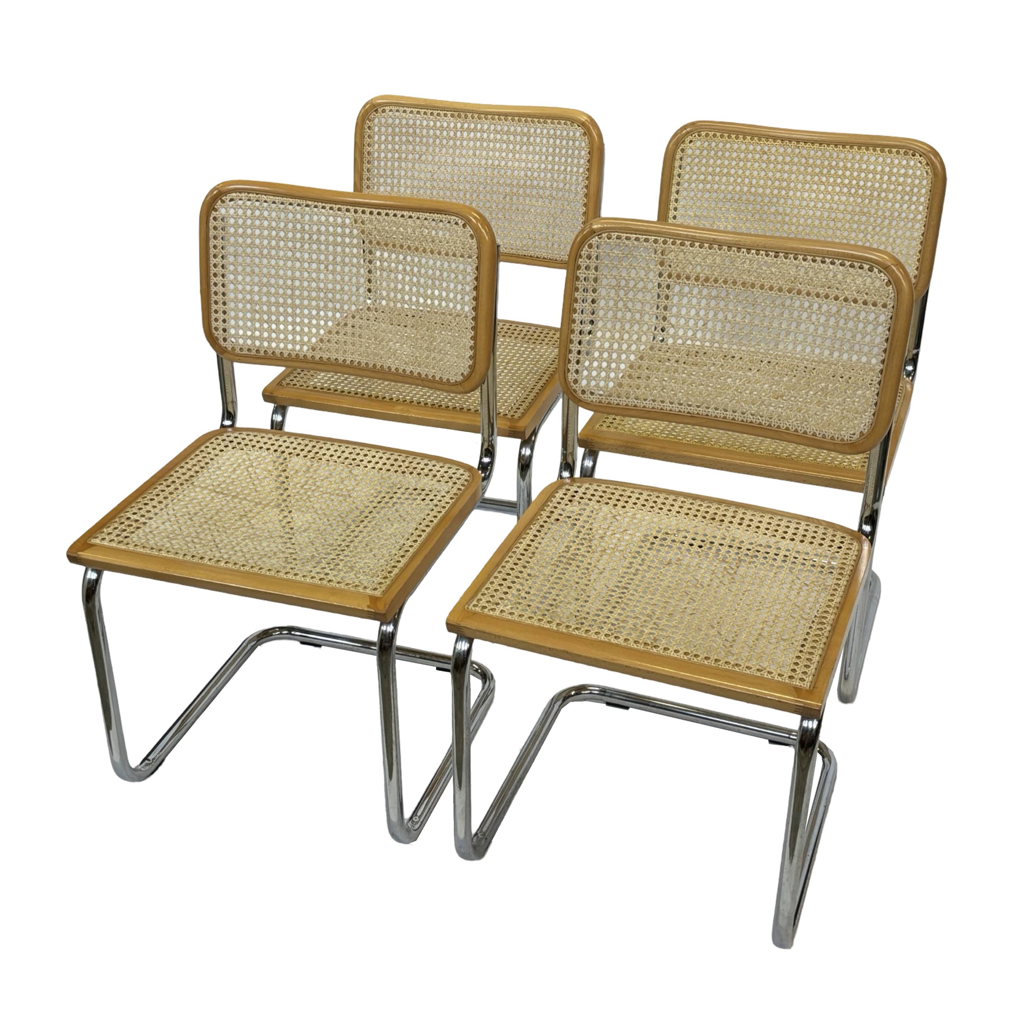 Set of 4 chairs Cesca B32 designed by Marcel Breuer design made in Italy