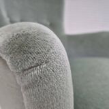 1970s, Danish armchair, original condition, furniture velour, beech wood legs.
