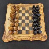 Small wooden chess game 8.5 "with 32 handcrafted pieces