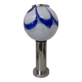 Mid – century Large glass table lamp with blue swirl , 1970s Italy