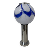 Grande lampe de table en verre à tourbillons bleus, milieu du siècle, Italie, années 1970
