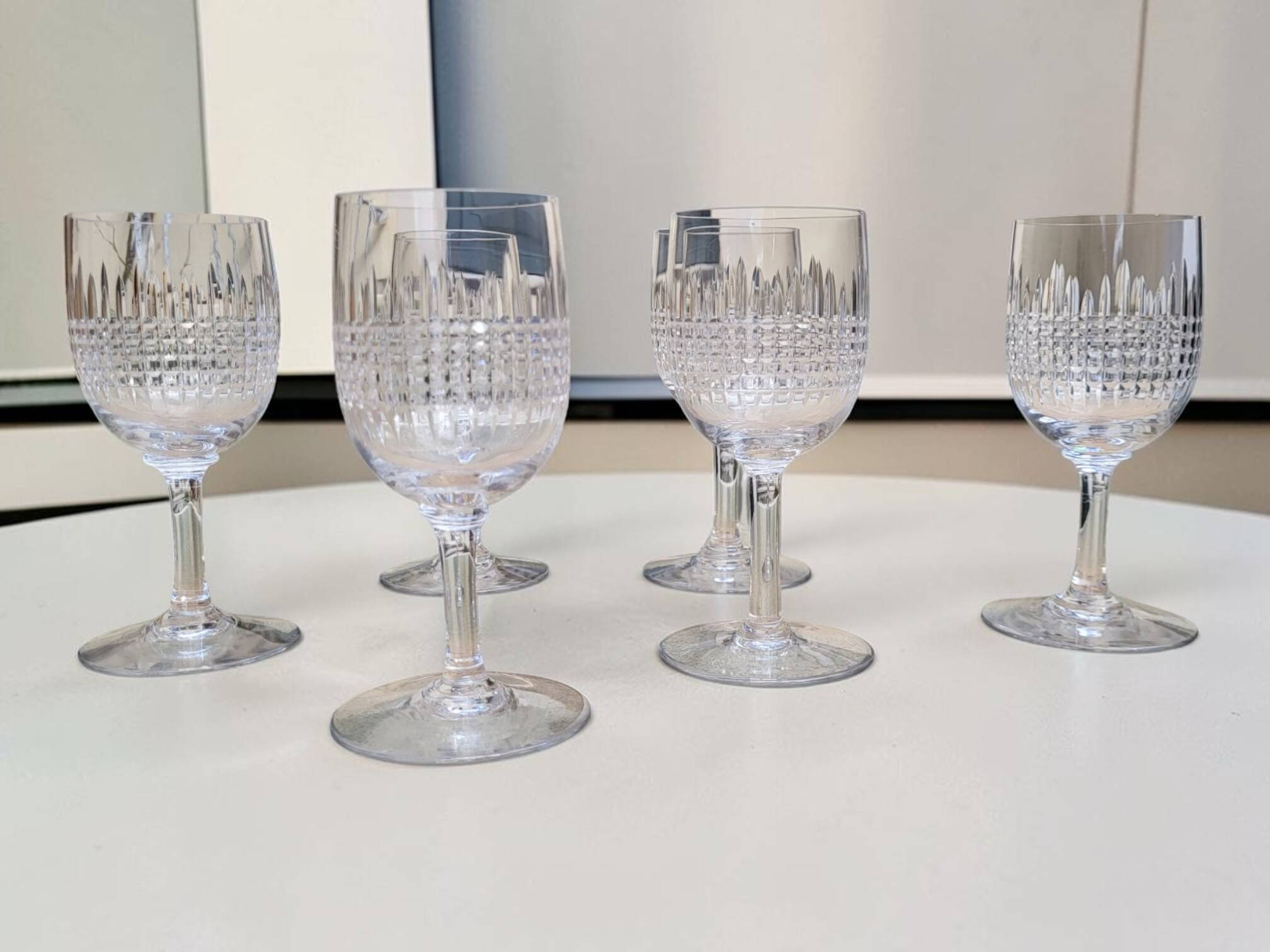 6 verres à vin en cristal de Baccarat, modèle Nancy