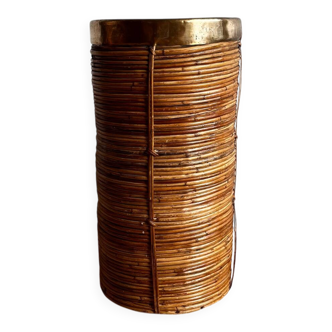 Rattan Brass Umbrella stand basket  Gabriella Crespi