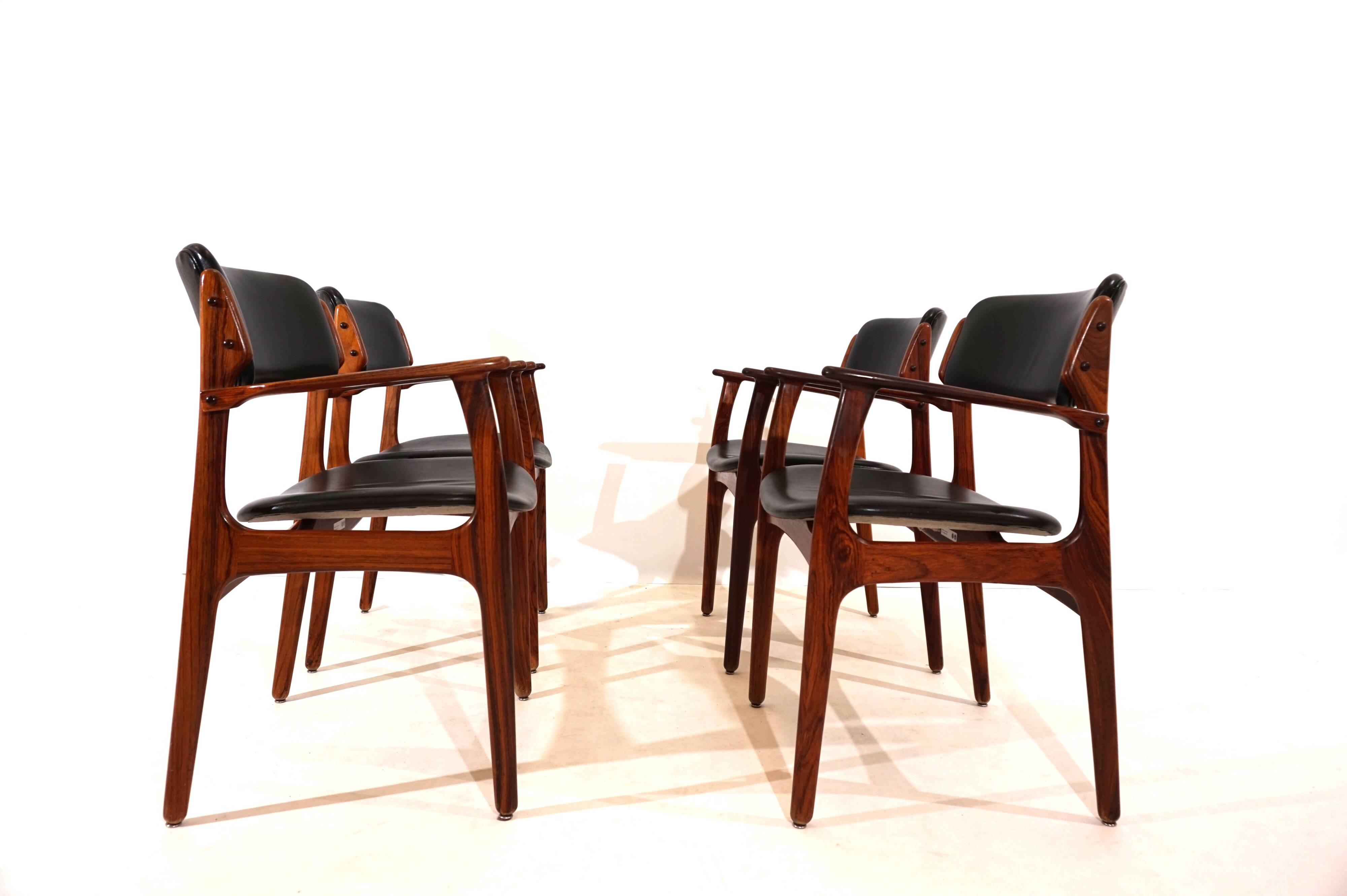 Erik Buck lot de 4 chaises de salle à manger en palissandre OD 50 pour OD Mobler