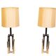 Lampes de table Hollywood Regency des années 1970, en laiton et chrome