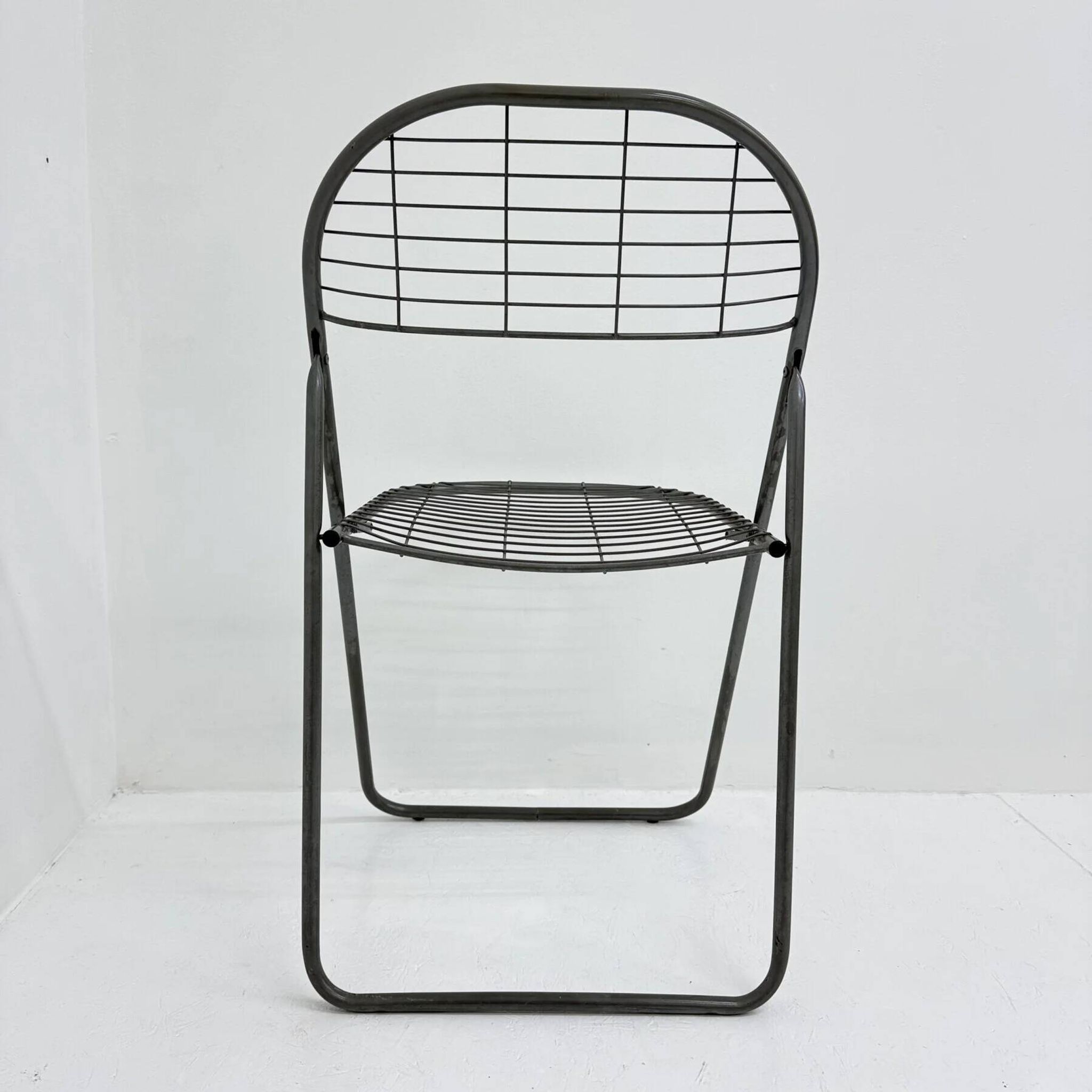 Niels Gammelgaard for Ikea grey wire metal folding chair, 1970s