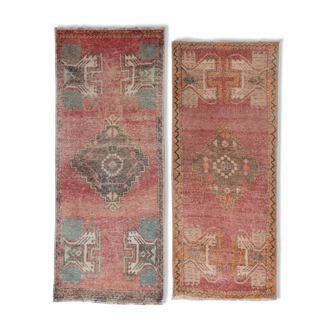 Distressed turkish small rug - set of two 1'6" x 3'7"