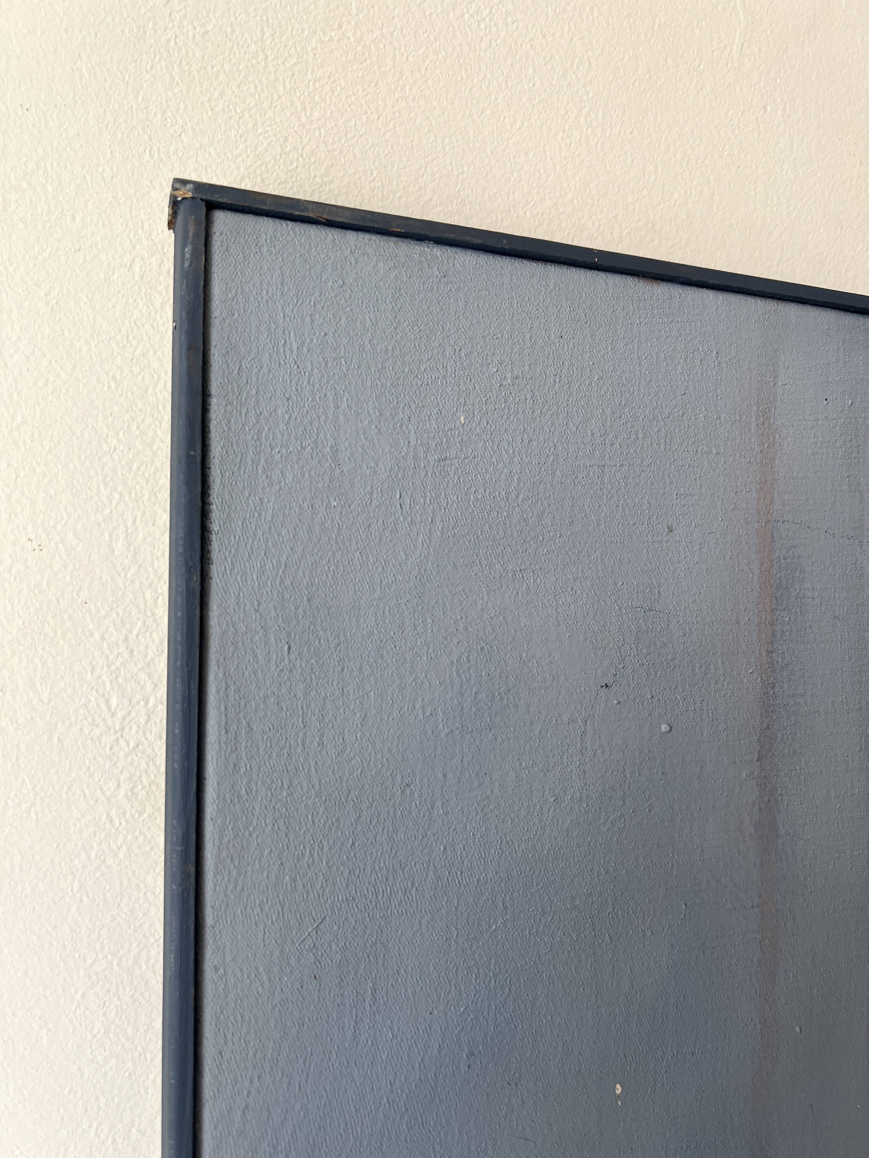 Large canvas painting, signed, contemporary abstract art in blue & gradient.