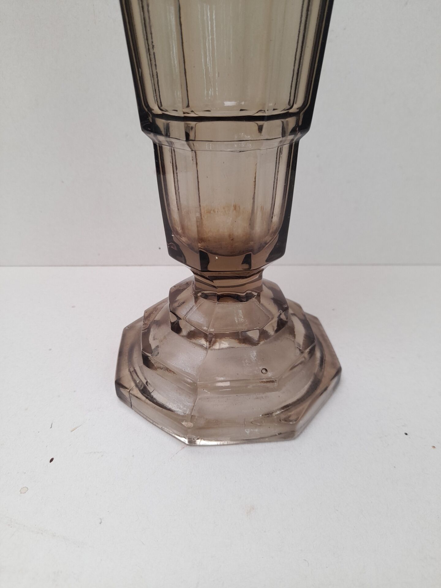 Large grey pressed glass Art Deco vase