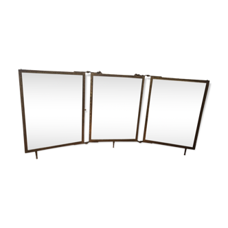 Triptych brass mirror 59x27cm