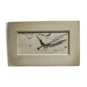 Engraving "Oriental Pheasants" 1950s