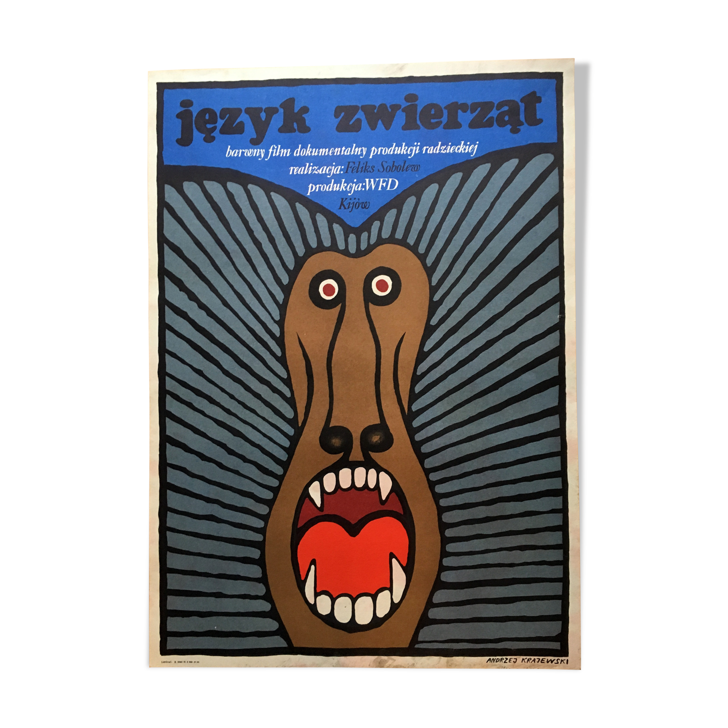 Polish movie poster “Język zwierząt” designed by A. Krajewski, 1969