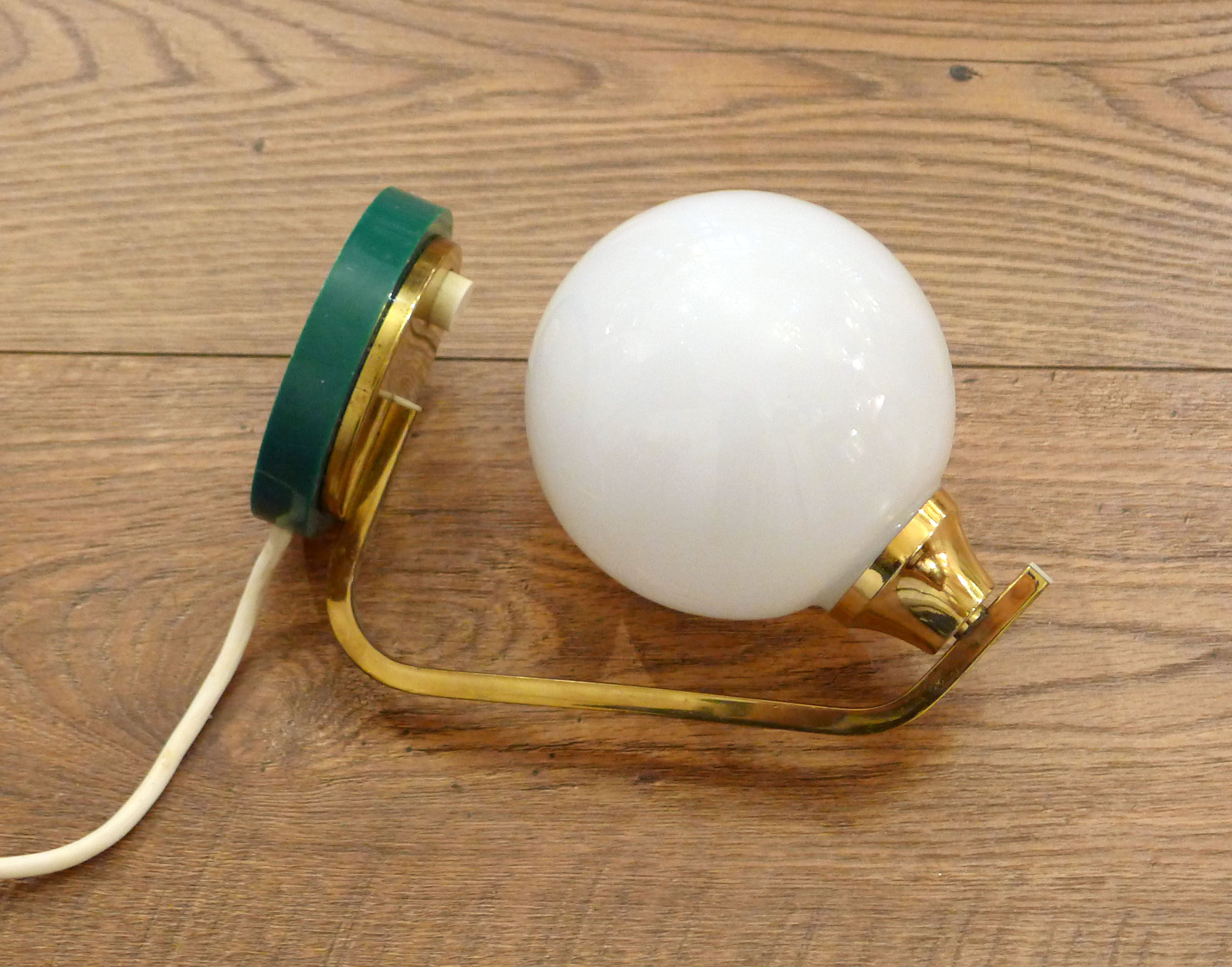 Golden lamp & opal globe