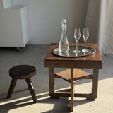 Large oval engraved platter in silver-plated metal 34x45.