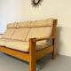 Three-seater canapé in solid oak with Scandinavian design fabric from the 1970s.